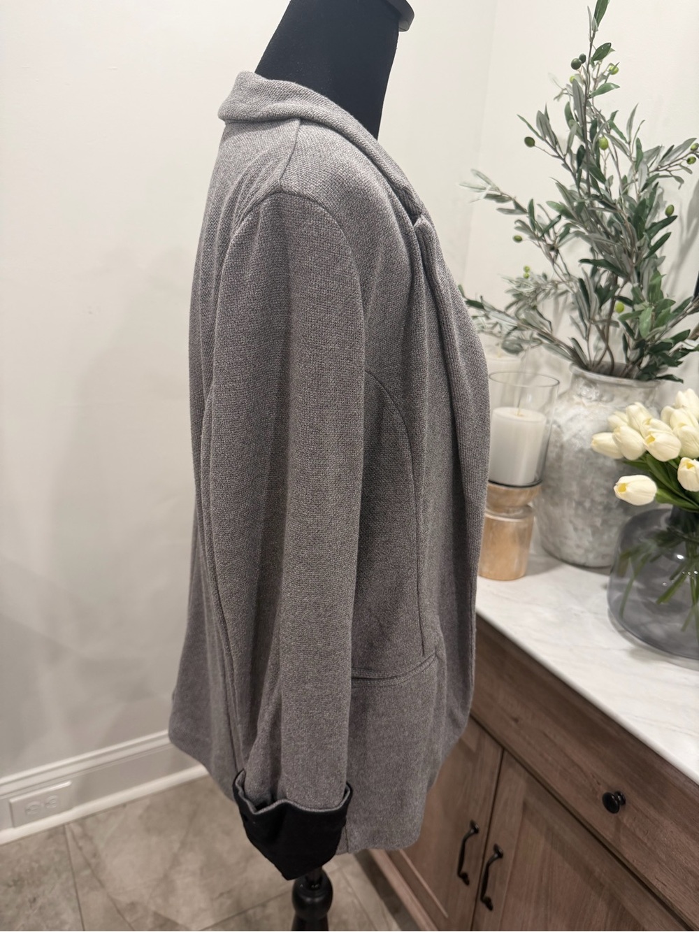 Skies Are Blue Gray Asa Knit Blazer Size M - Picture 5 of 13